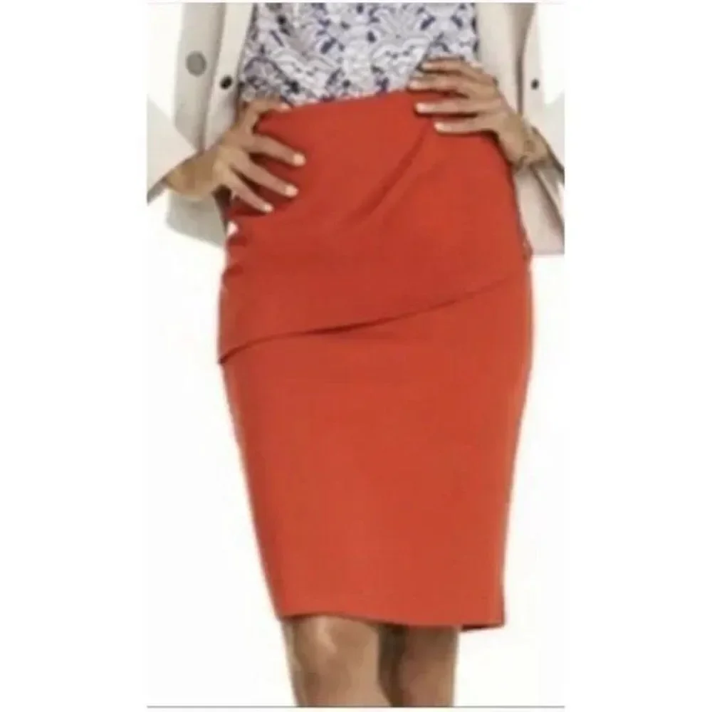 CABI Overlay Pencil Skirt in Tumeric (Orange) Sz 2 #3099 NWOT